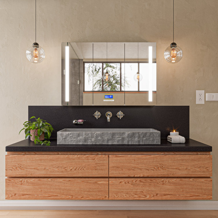 Gray Matte Concrete Rectangular Bathroom Sink, 39.6"