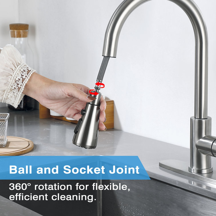 Stainless Steel Single-Handle Pull-Down Sprayer Kitchen Faucet with Soap Dispenser