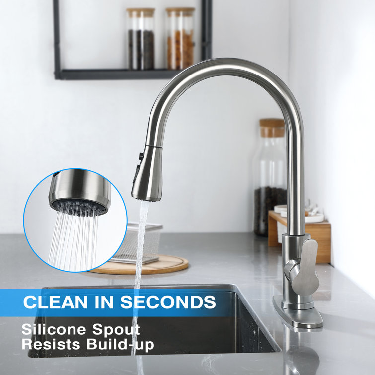 Stainless Steel Single-Handle Pull-Down Sprayer Kitchen Faucet with Soap Dispenser