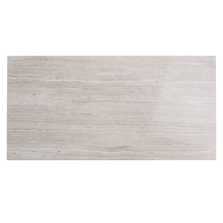 24" x 12" Polished Beige Marble Look Wall & Floor Tile
