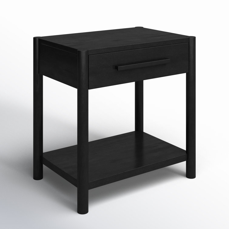 Egberto 22'' Black Oak 1-Drawer Nightstand