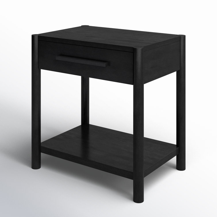 Egberto 22'' Black Oak 1-Drawer Nightstand