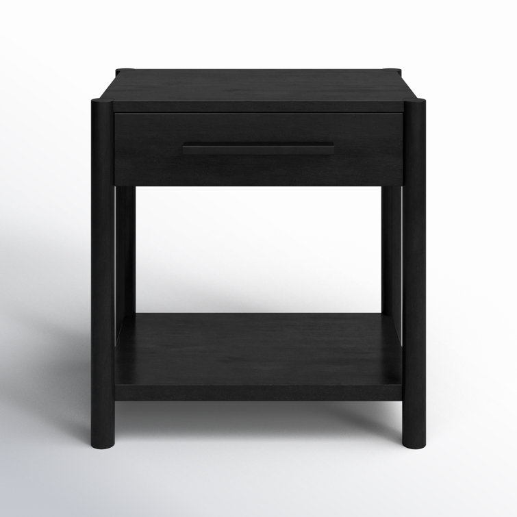 Egberto 22'' Black Oak 1-Drawer Nightstand
