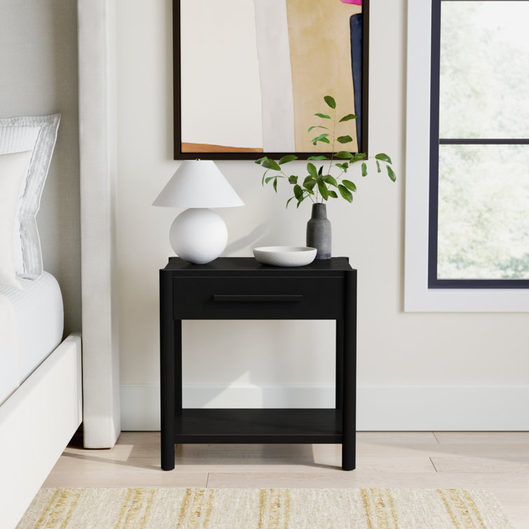 Egberto 22'' Black Oak 1-Drawer Nightstand