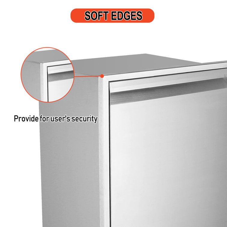 Silver Stainless Steel Wheeled Outdoor Kitchen Trash Drawer