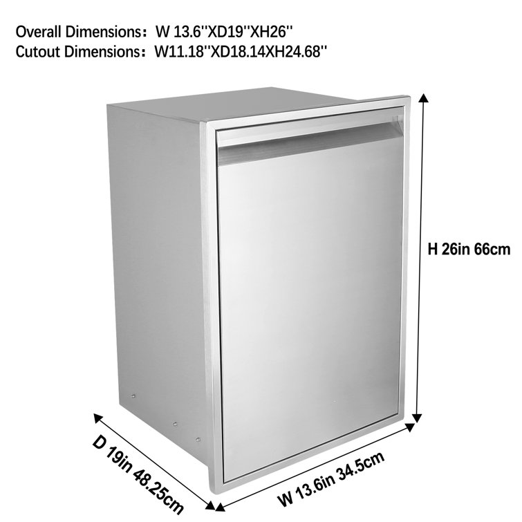 Silver Stainless Steel Wheeled Outdoor Kitchen Trash Drawer