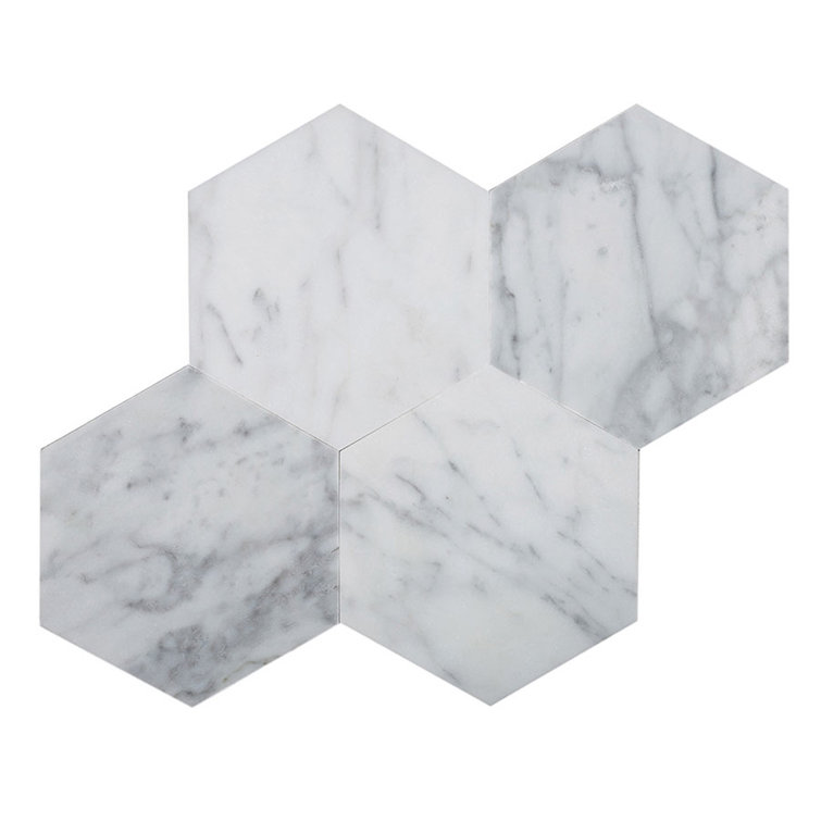 10.25'' x 9'' Hexagon Marble Look Peel and Stick Wall Tile
