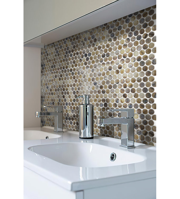 12" x 12" Mixed Gray Glass Penny Round Mosaic Tile