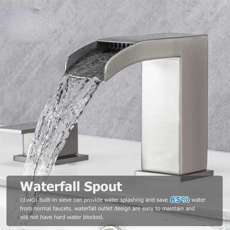 Brushed Nickel Modern Waterfall Bathroom Faucet Set