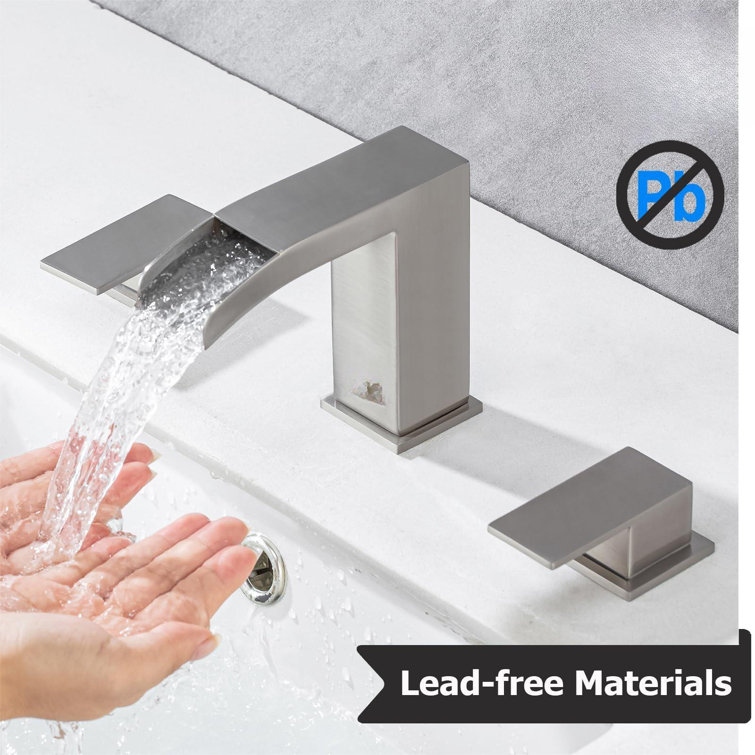 Brushed Nickel Modern Waterfall Bathroom Faucet Set