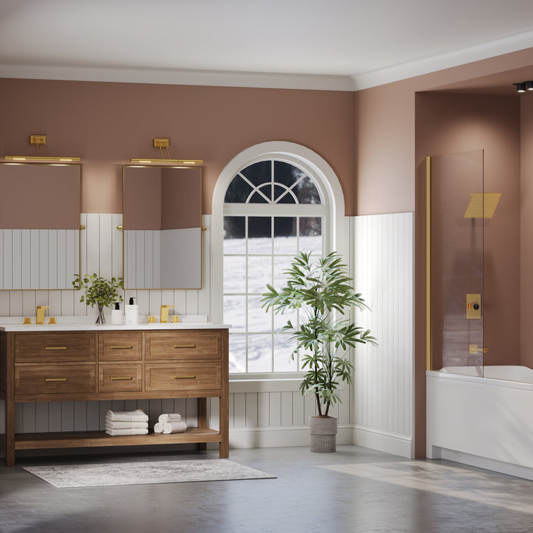 Brushed Gold Wall-Mounted Rain Shower and Tub Faucet Set