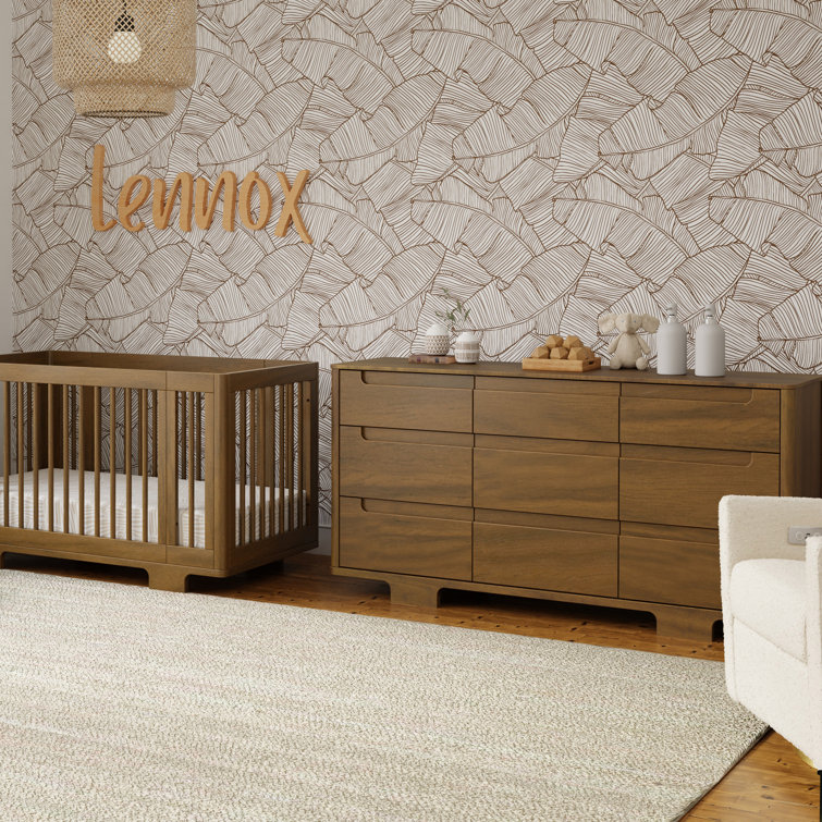 Natural Walnut Painted 9-Drawer Wood Dresser