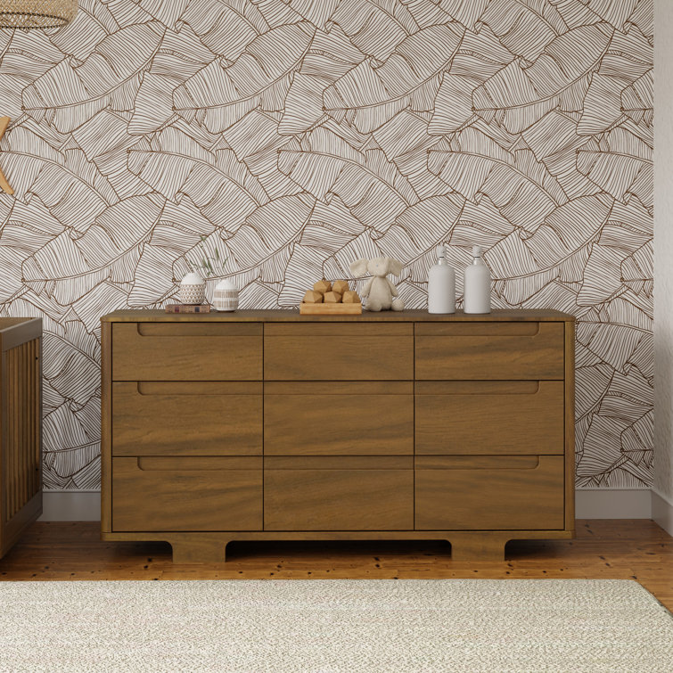 Natural Walnut Painted 9-Drawer Wood Dresser