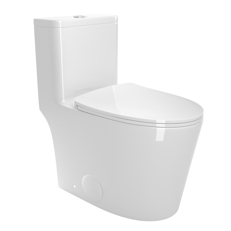 White Ceramic Dual-Flush Elongated One-Piece Toilet