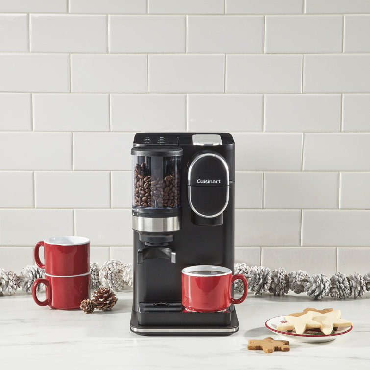 White Single-Serve Coffee Maker with Conical Burr Grinder