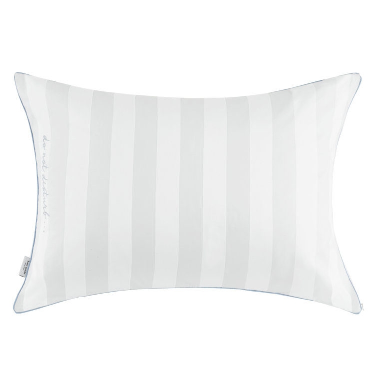 White Ultra Cooling Polyester Bed Pillow with Blue Trim, 20" x 28"