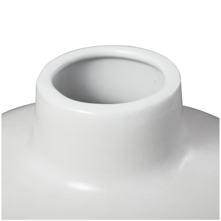 White Round Ceramic Table Vase for Floral Arrangements