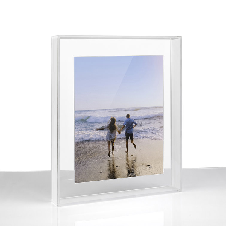 Clear Frost Acrylic Floating Frame for Tabletop or Wall, 8x10