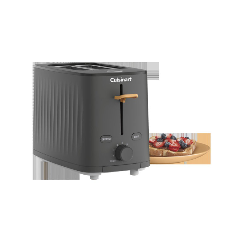Compact Black Stainless Steel 2-Slice Toaster with Wide Slot