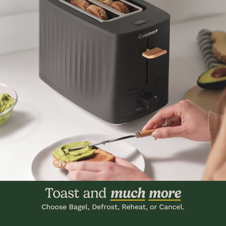 Compact Black Stainless Steel 2-Slice Toaster with Wide Slot