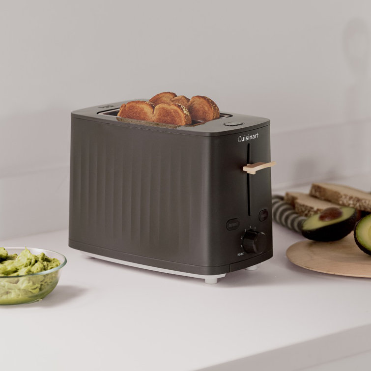 Compact Black Stainless Steel 2-Slice Toaster with Wide Slot