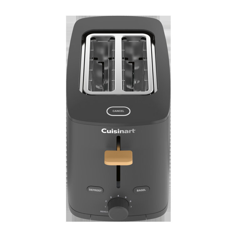 Compact Black Stainless Steel 2-Slice Toaster with Wide Slot