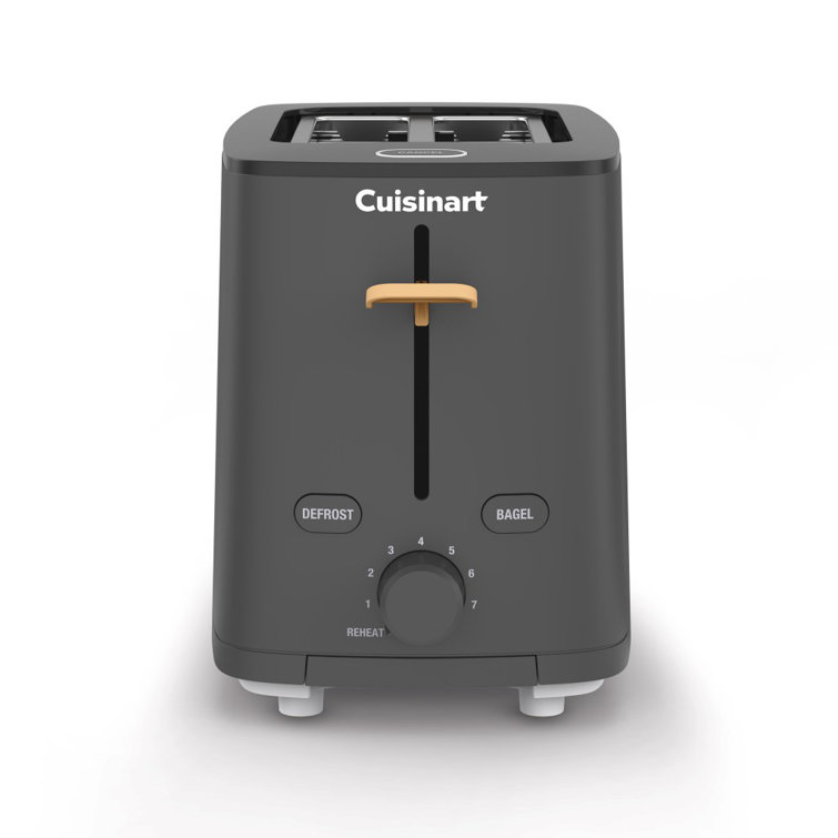 Compact Black Stainless Steel 2-Slice Toaster with Wide Slot