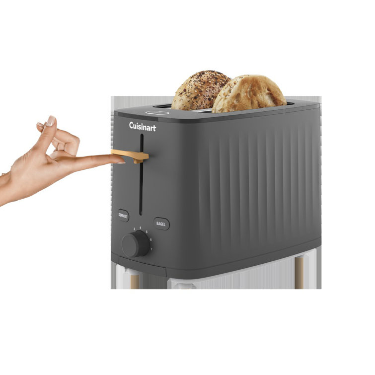 Compact Black Stainless Steel 2-Slice Toaster with Wide Slot