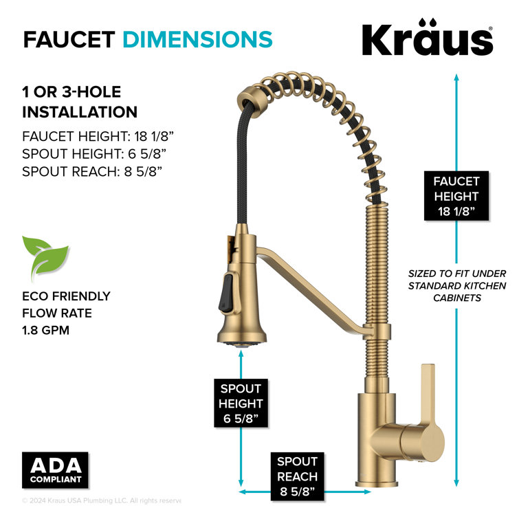 Britt Brushed Brass Pull-down Kitchen Faucet with Spray