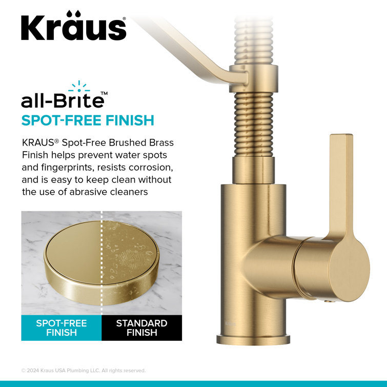 Britt Brushed Brass Pull-down Kitchen Faucet with Spray