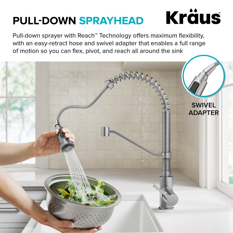 Britt Spot-Free Stainless Steel Commercial Style Pull-Down Kitchen Faucet