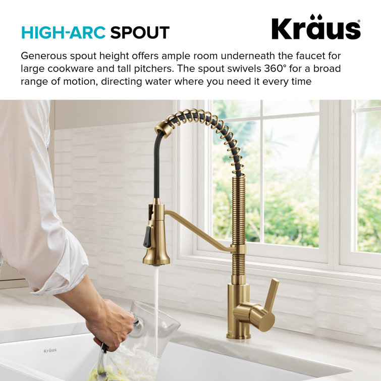 Britt Brushed Brass Pull-down Kitchen Faucet with Spray
