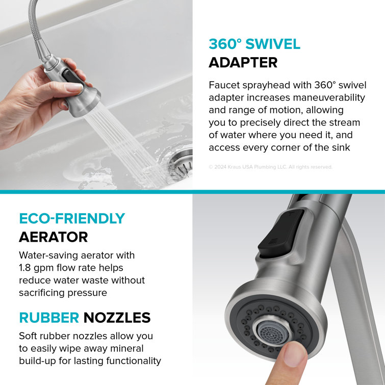 Britt Spot-Free Stainless Steel Commercial Style Pull-Down Kitchen Faucet