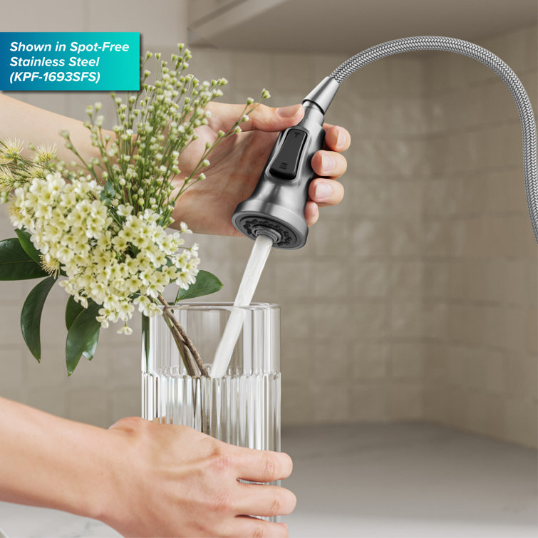 Britt Brushed Brass Pull-down Kitchen Faucet with Spray