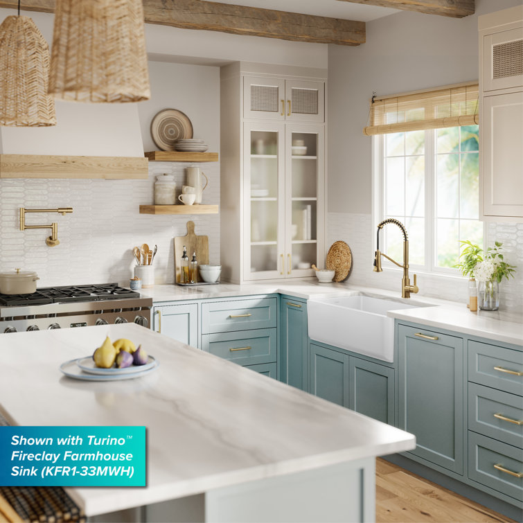 Britt Brushed Brass Pull-down Kitchen Faucet with Spray