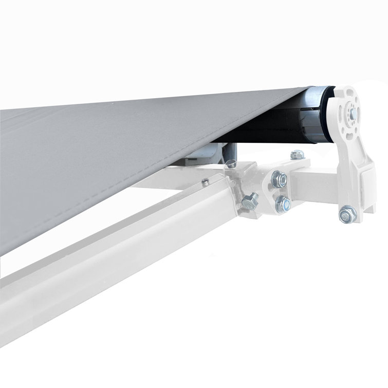 Burgundy Motorized Retractable Patio Awning with White Frame