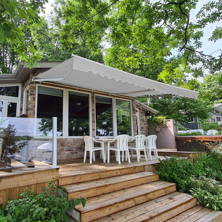 Silver Gray Motorized Retractable Patio Awning 10 x 8 ft