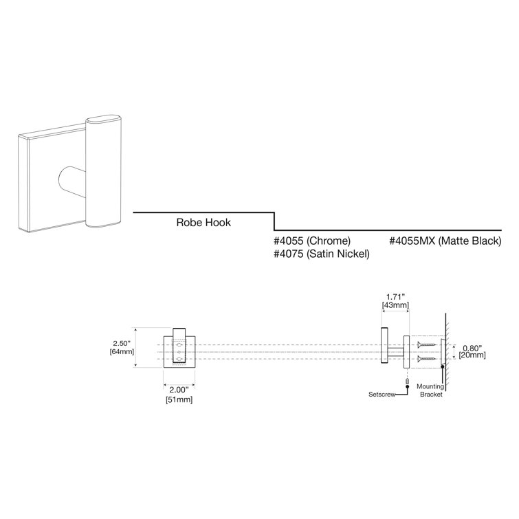 Matte Black Modern Wall Mounted Robe Hook