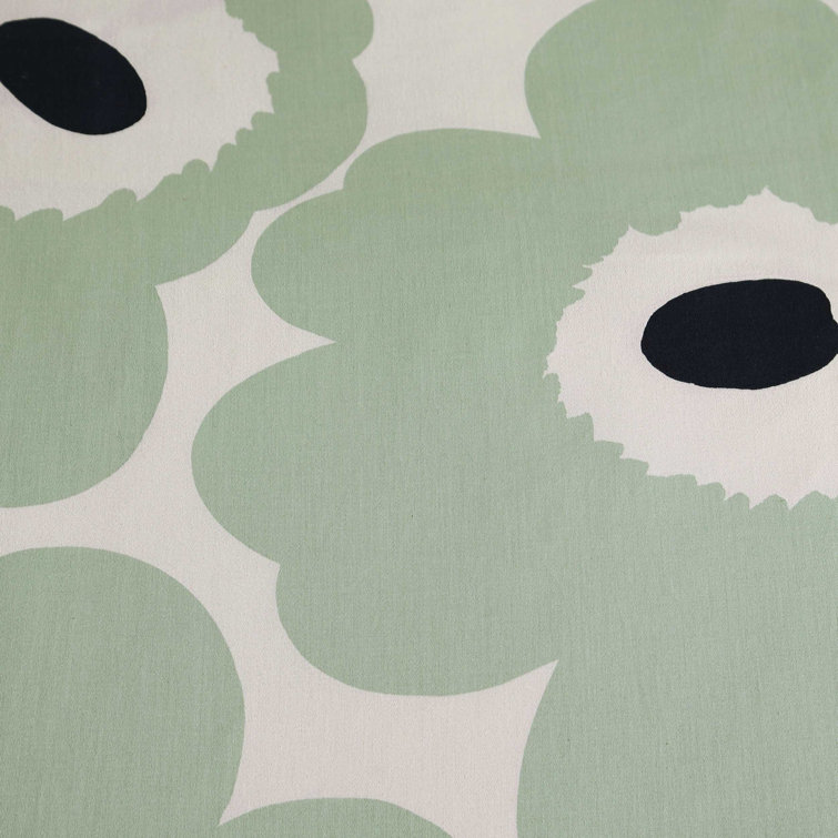 King Size Green and White Organic Cotton Floral Duvet Cover Set