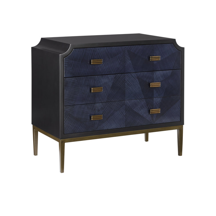 Kallista Black and Dark Sapphire Accent Chest with Brass Accents