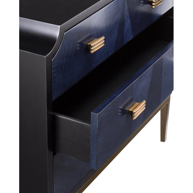 Kallista Black and Dark Sapphire Accent Chest with Brass Accents
