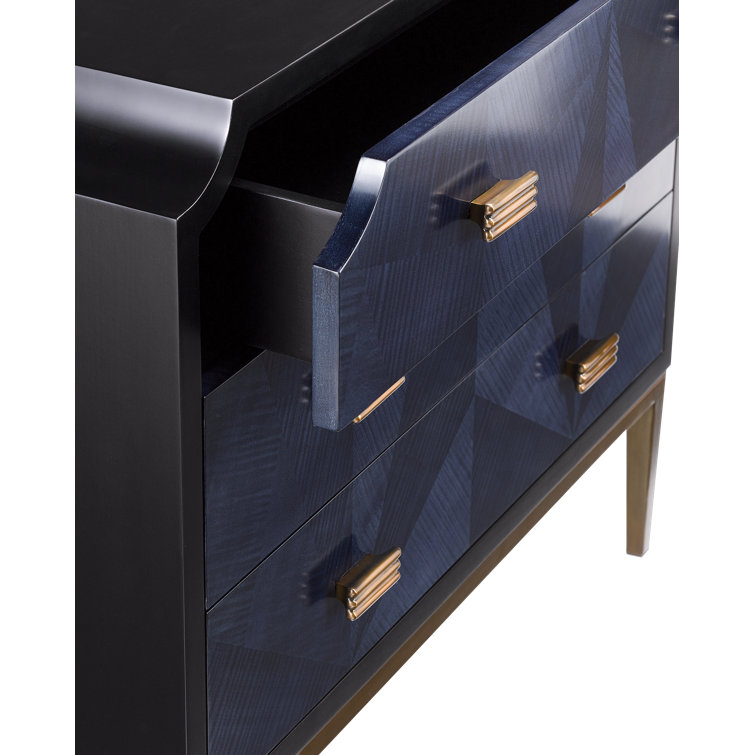 Kallista Black and Dark Sapphire Accent Chest with Brass Accents