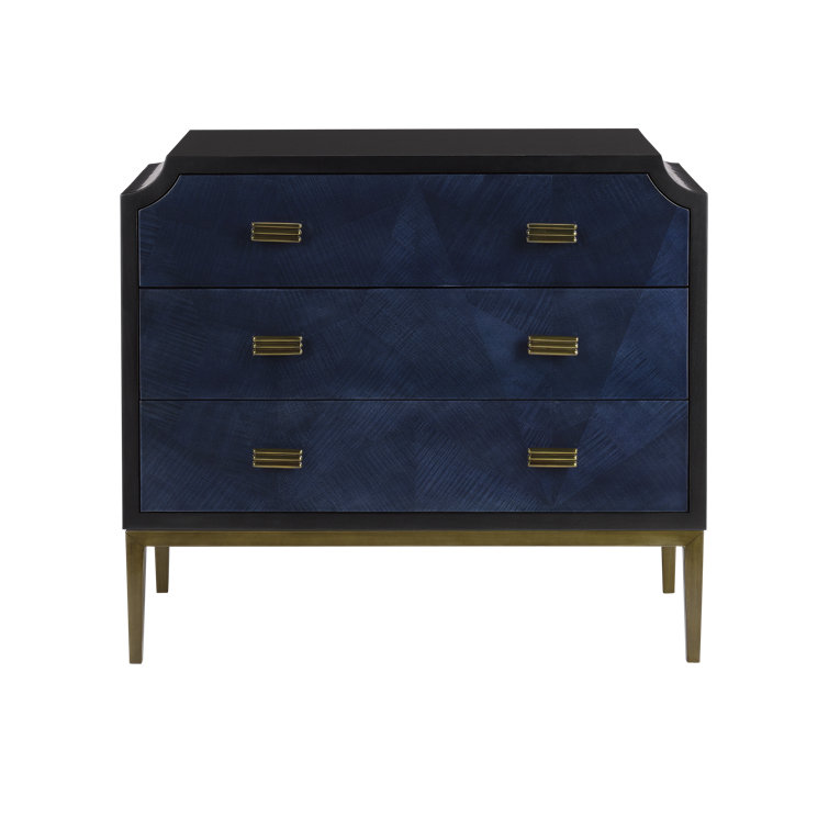 Kallista Black and Dark Sapphire Accent Chest with Brass Accents