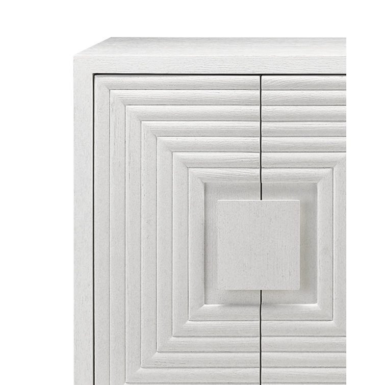 Morombe White Geometric Wood Credenza, 84"
