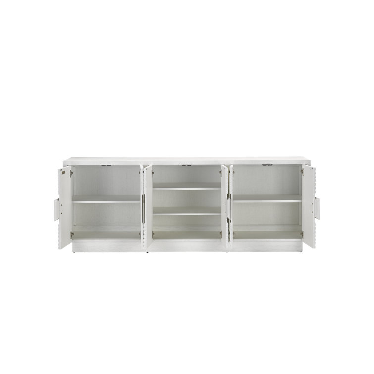 Morombe White Geometric Wood Credenza, 84"
