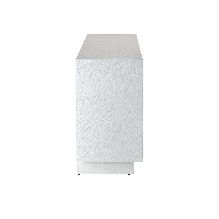 Morombe White Geometric Wood Credenza, 84"