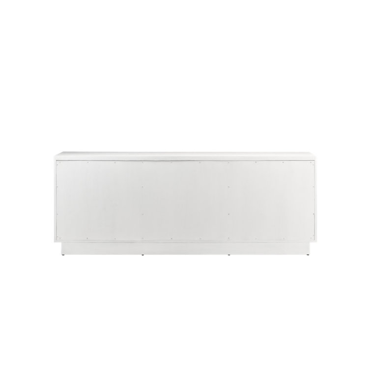 Morombe White Geometric Wood Credenza, 84"