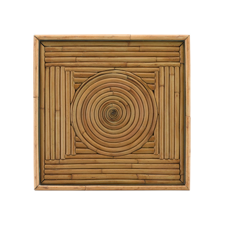 Silang Square Natural Rattan 23.75" End Table with Glass Top