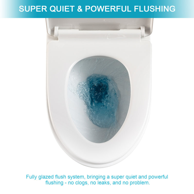White Ceramic One-Piece Elongated High Efficiency Toilet