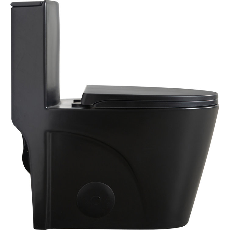 Matte Black High Efficiency Dual Flush One-Piece Elongated Toilet